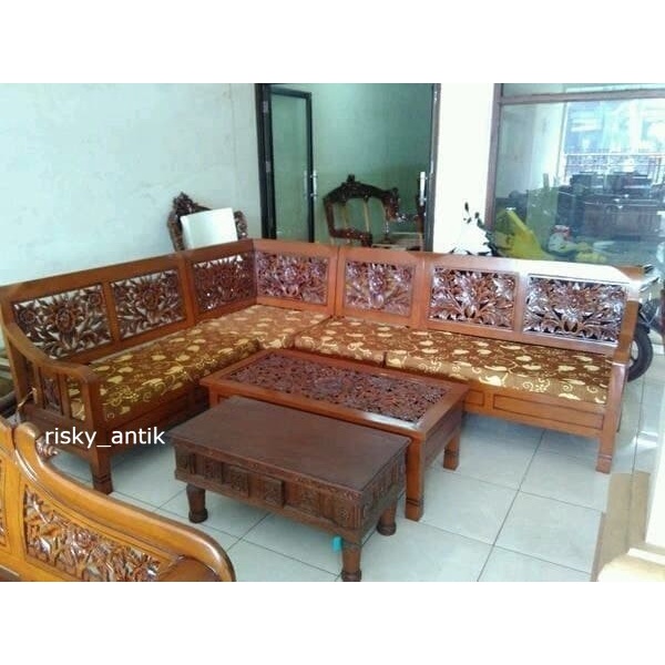 Kursi Sofa Ukir Sudut Jati Minimalis Termurah cod redy