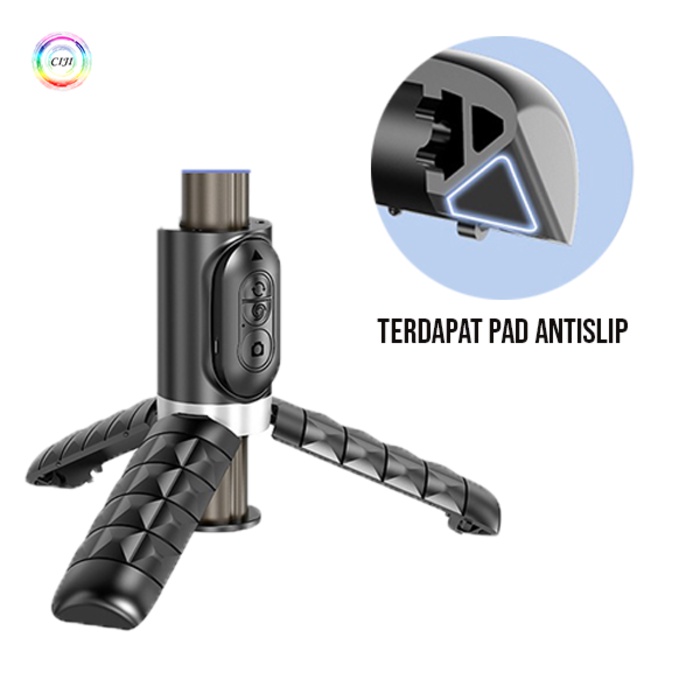 CIJI CJPG-Q18 Gimbal Stabilizer Handphone Auto Balance Selfie Stick Tripod Light Fill Bluetooth Multifungsi Anti Goyang-2