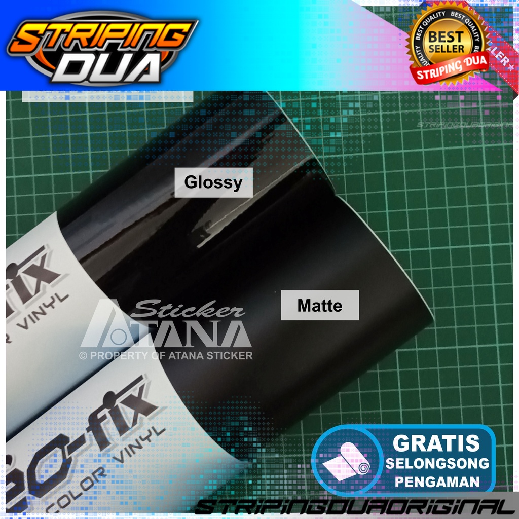 Skotlet Hitam Doff Glossy Scotlet Black Dop Gloss Stiker Matte Metalik Kilap Anti Gores Meteran