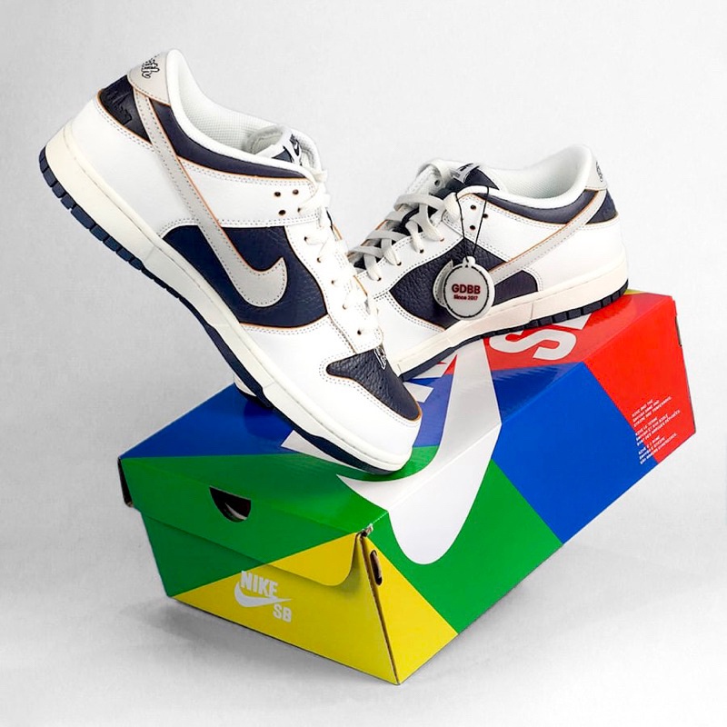 Sneakers SB Dunk Low HUF New York White Navy Blue Sepatu SKU9