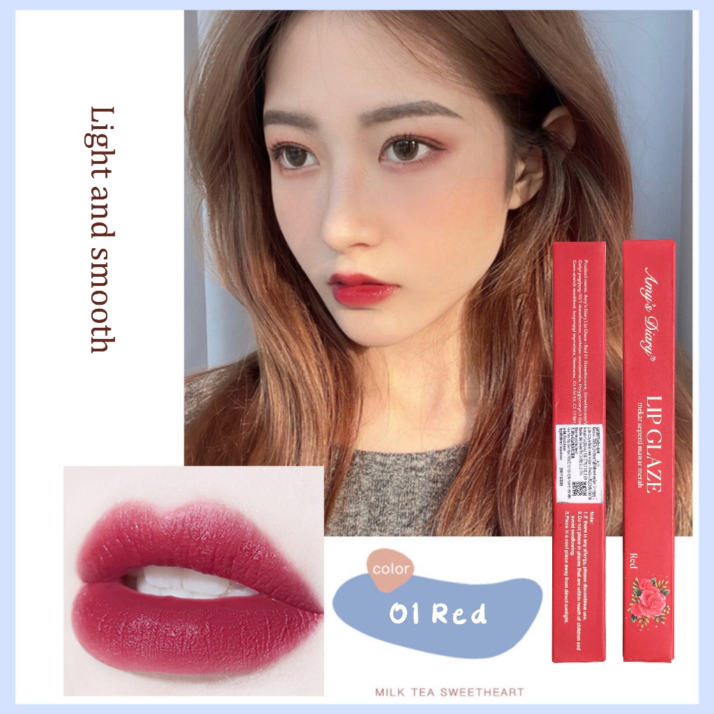 NUZ [BPOM] AMY'S DIARY Lipcream Lip Glaze Velvet Smooth Matte Waterproof 5 Warna-01