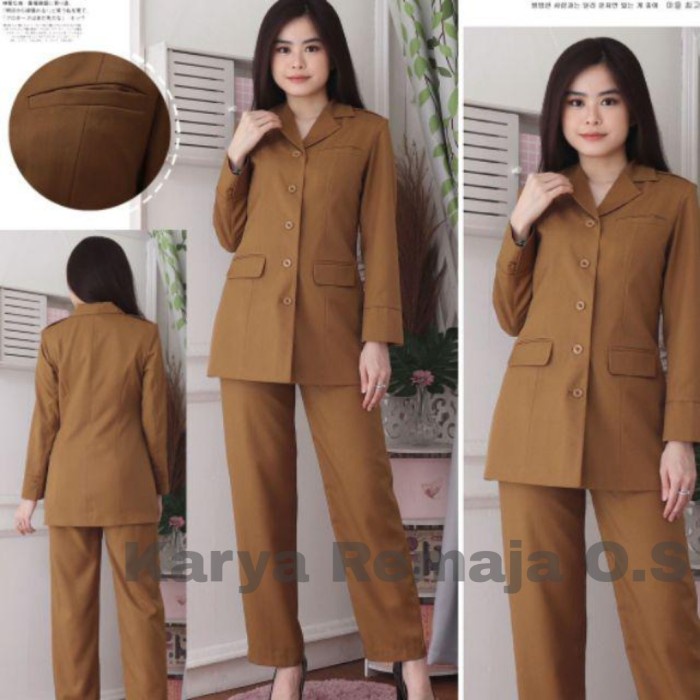 Promo Trend Style Setelan Seragam Pns Wanita Pdh Pemda Wanita Baju Dinas Pns Khaki Tua - KHakiTua Ce