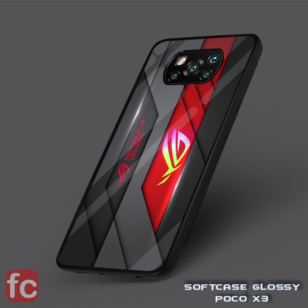 Custom Case Glossy Poco X3 Pro Nfc |FR10| Xiaomi Poco x3 Tpu Efek Kaca ROG