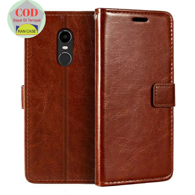 CASE XIAOMI REDMI NOTE 4 / 4x LEATHER CASE SARUNG HP DOMPET KULIT FLIP COVER KESING HEADPHONE