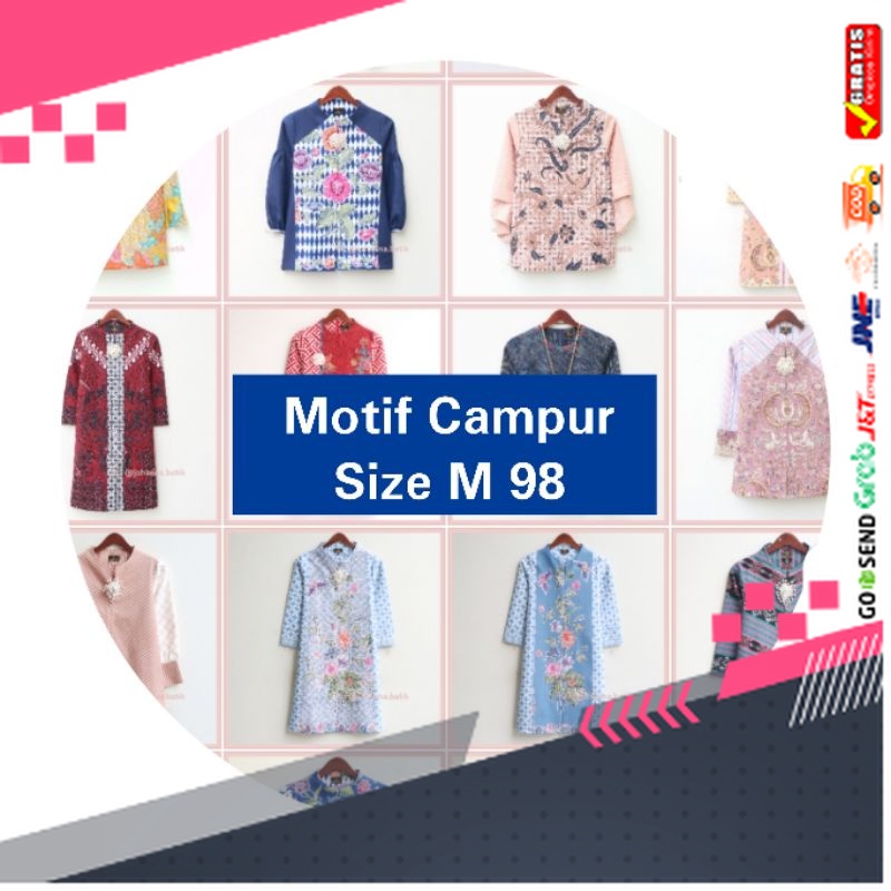 BATIK STYLE JAWA KEREN TERLARIS /JOHANNA BATIK - Mix Motif Campuran BLOUSE/TUNIK Size M 98