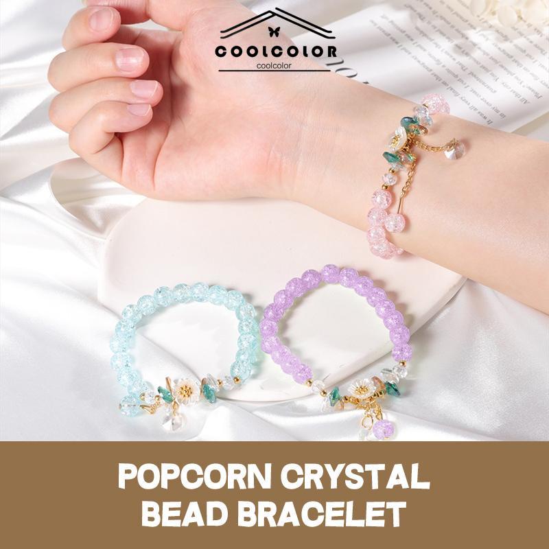 COD❤️ Korea Krystal Bunga Gelang Manik-Manik  Desain Gelang Colorful Aesthetic Elegan Untuk Anak Perempuan Dan Wanita- cl