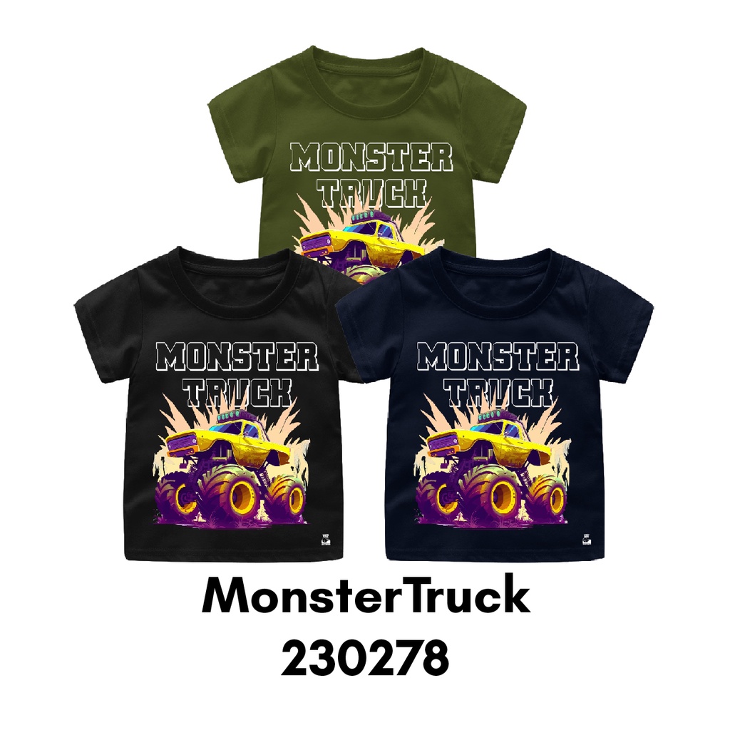 Baju Kaos Bayi &amp; Anak Dino Vehicle Tema Tyranosaurus Usia 6 Bulan-8 Tahun Bahan Katun Combed 30s