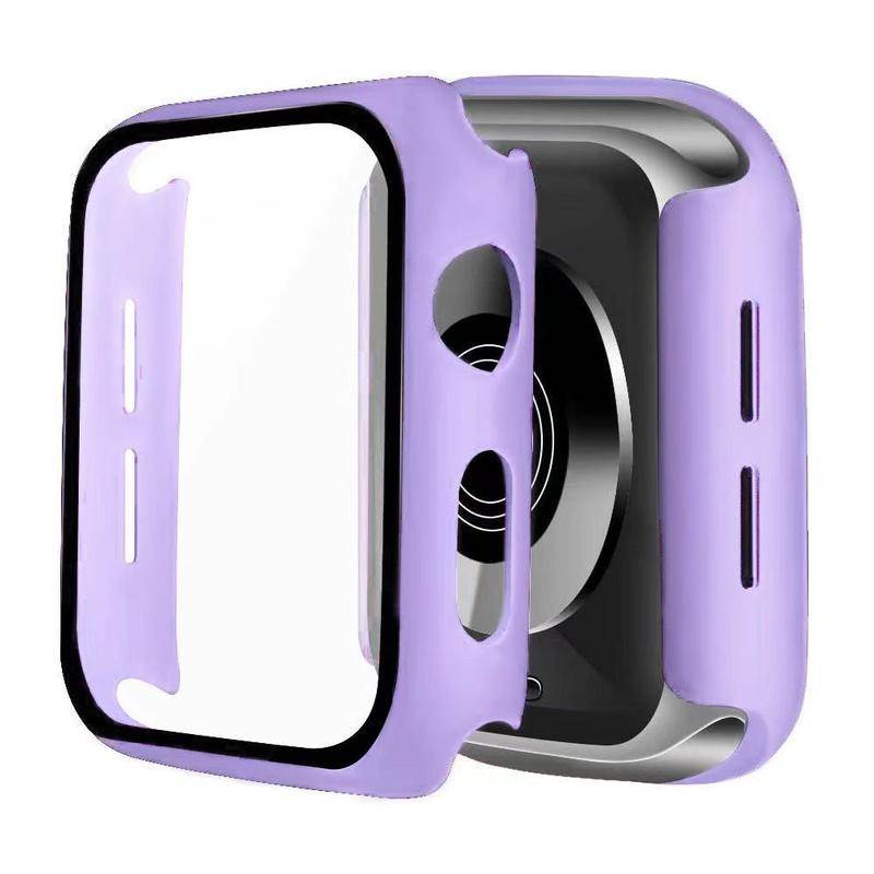 Tempered Film+Case Untuk Apple watch Series8 7 6 5 4 3 2 1 SE SE2 Kaca Perlindungan Anti-Jatuh Untuk iWatch 45mm 41mm 44mm 42mm 40mm 38mm watch cove