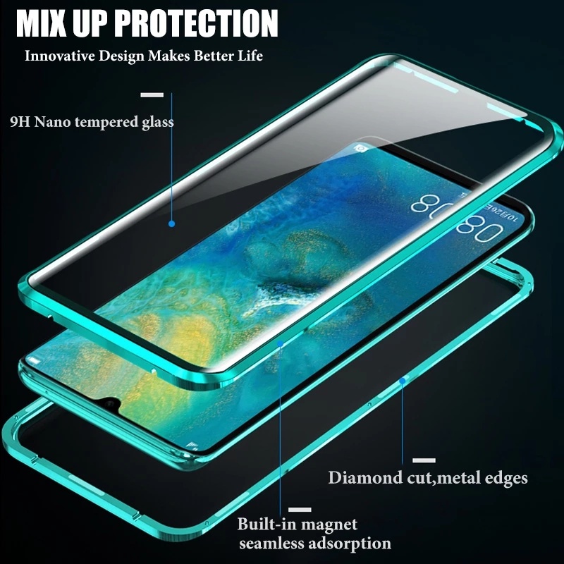 Cocok Untuk Huawei P40Pro Wan Ciwang Casing Handphone Logam Magnet Attraction Glory 30S Penutup Pelindung Dua Sisi.