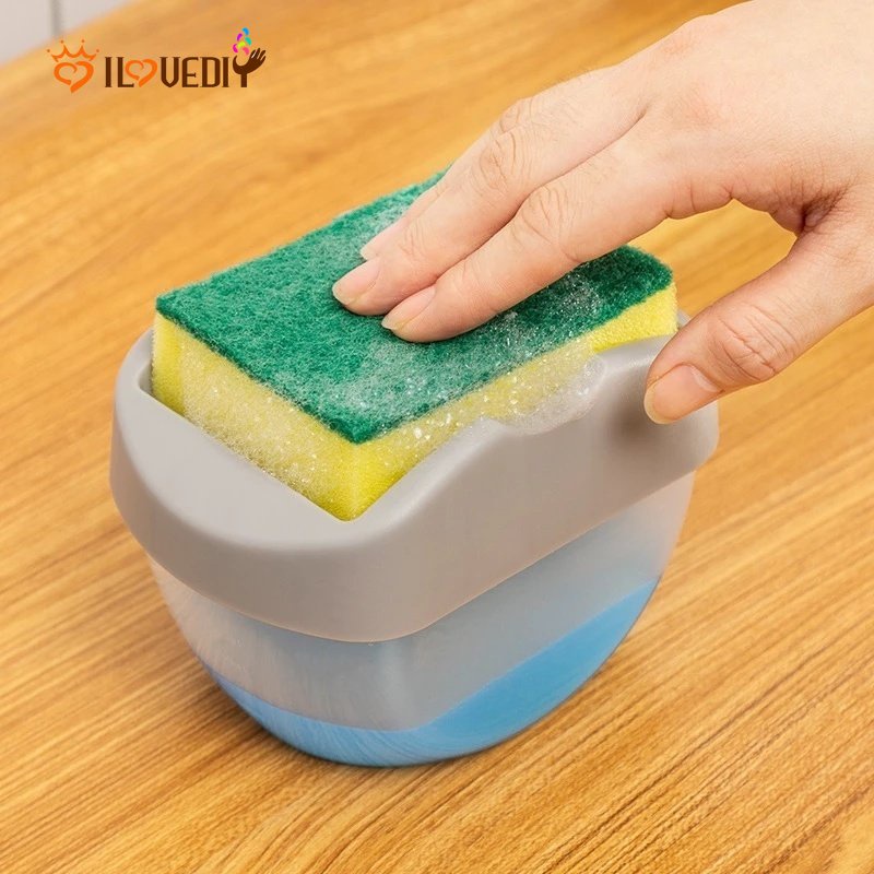 Hot Sale/2Pcs/set Kotak Dispenser Deterjen Cair Gosok Piring Dapur/Kotak Dispenser Sabun Cair Dengan Spons Gosok Aksesoris Pembersih Dapur