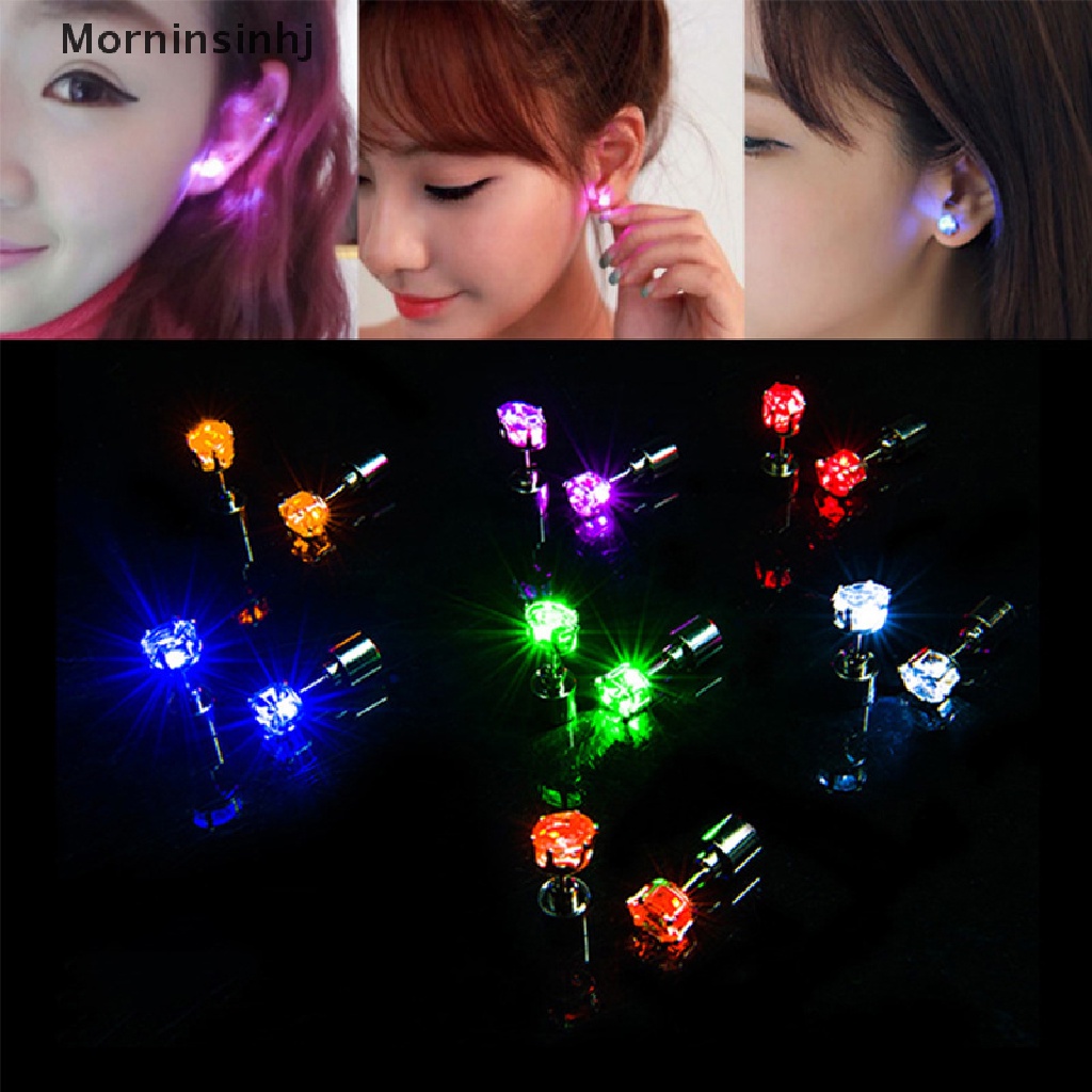 Mornin 1Pc Lampu Kedip Anting Pejantan Lampu LED Stud Earring Bar Klub Malam KTV Perhiasan id