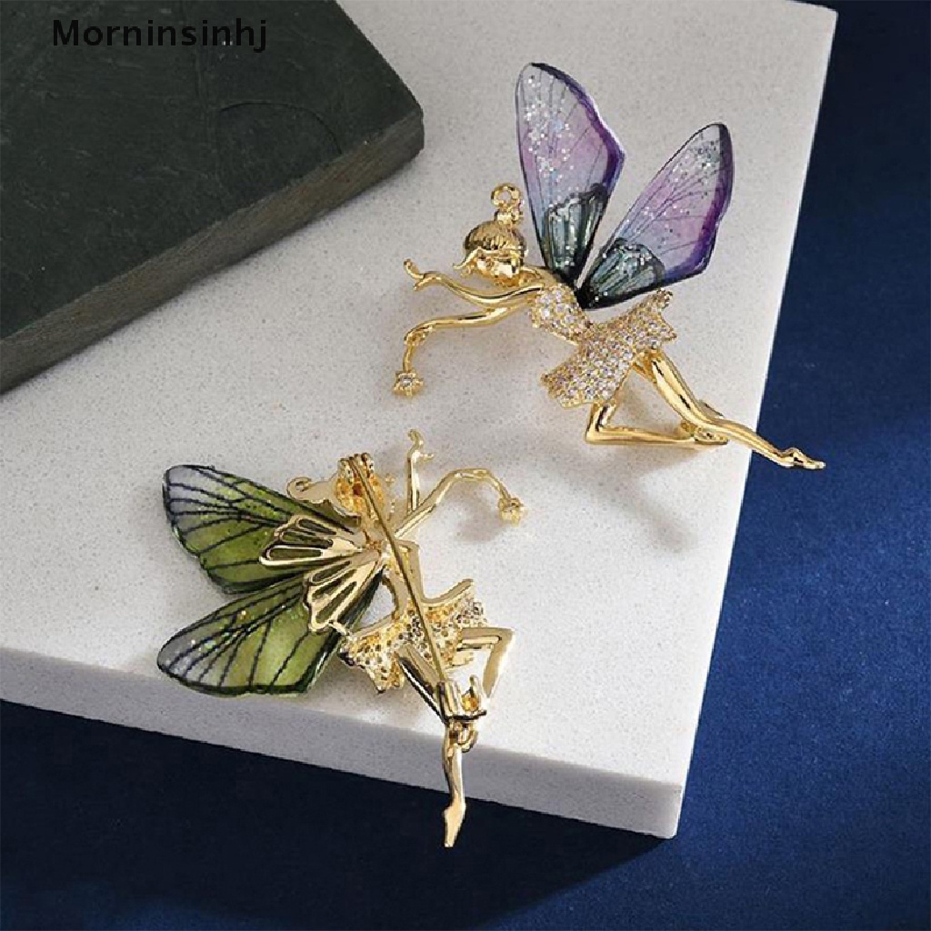 Mornin Fashion Alloy Malaikat Peri Hias Zirkon Bros Untuk Wanita Mantel Berlian Imitasi Payet Korsase Pin Perhiasan Hadiah id