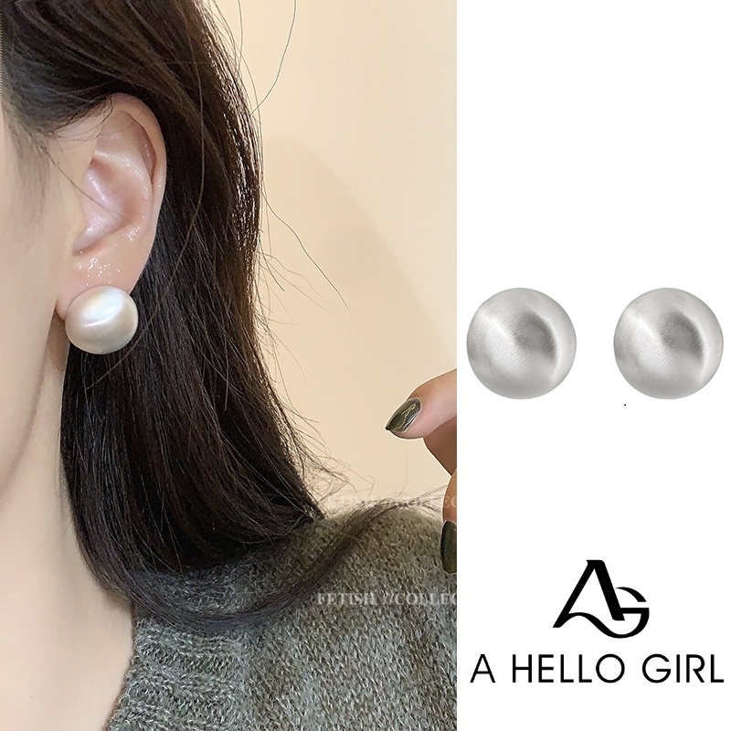 Anting Bulat Matte Brushed Korea Vintage Serbaguna Earrings of Woman