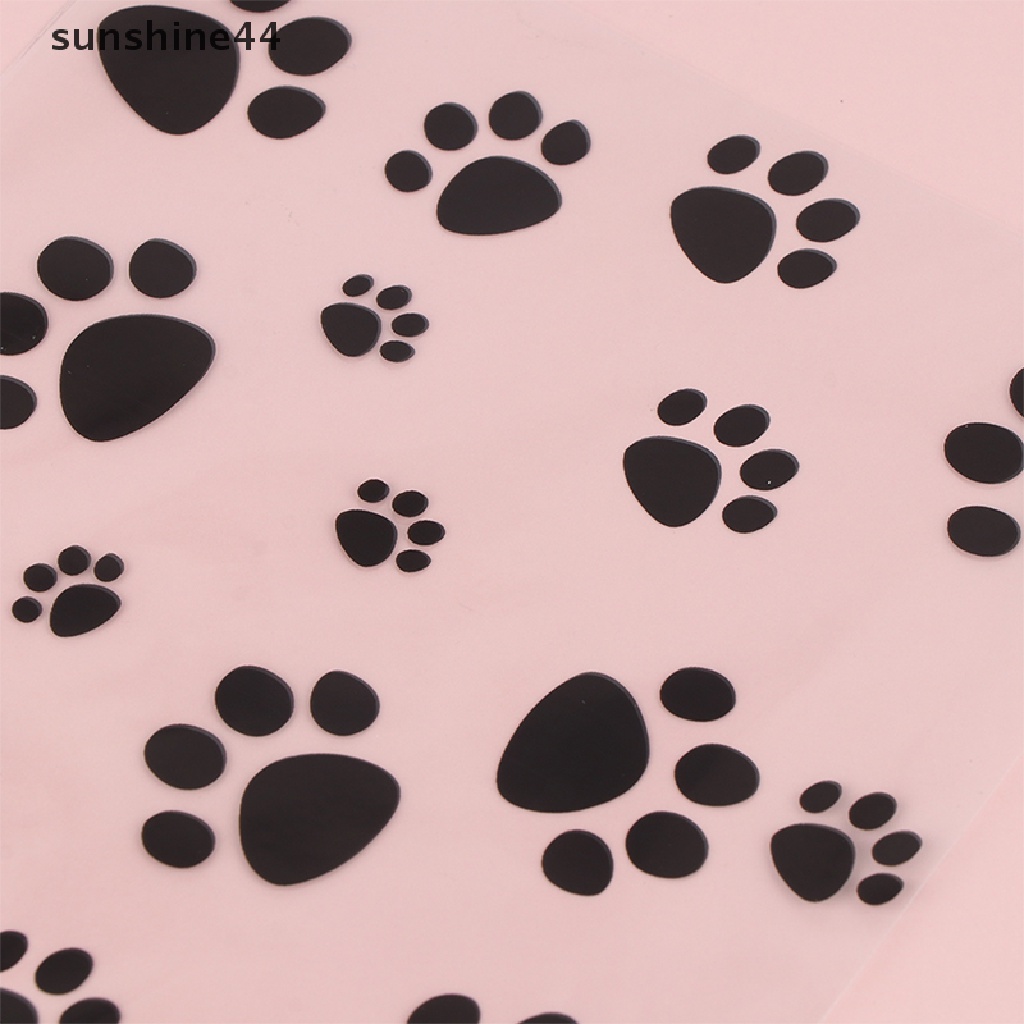 Sunshine 50/100Pcs Kantong Plastik Motif Telapak Kucing Pink Dengan Ikatan Twist Perlengkapan Pesta Ulang Tahun ID