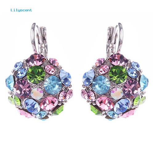 Lilyscent Wanita Warna-Warni Cubic Zirconia Bola Eardrop Leverback Earrings Perhiasan Pesta