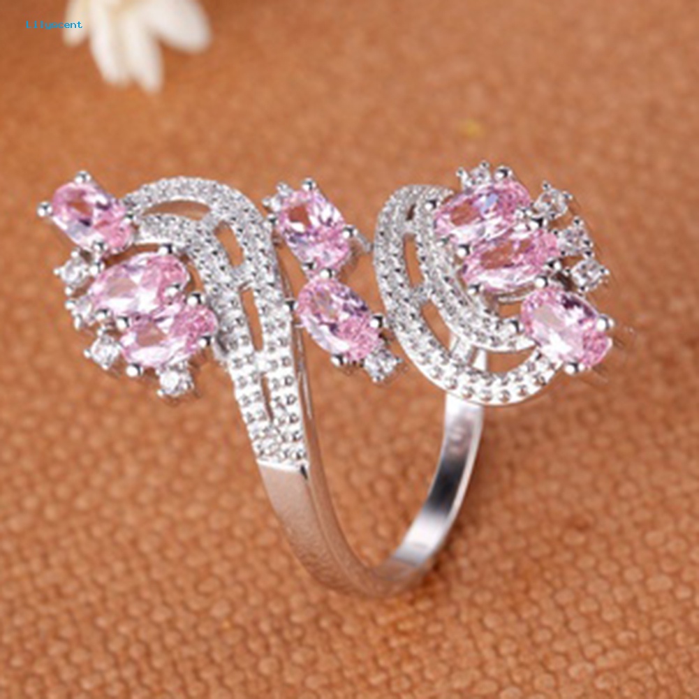 Lilyscent Wanita Fashion Cubic Zirconia Pernikahan Perjamuan Pesta Cincin Perhiasan Pesona Hadiah