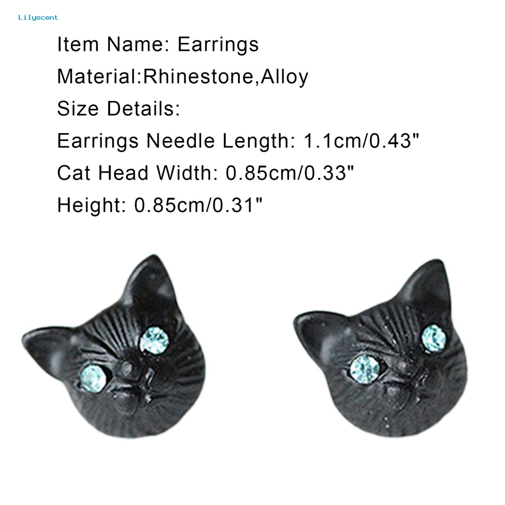 Lilyscent 1pasang Anting Stud Modis Untuk Klub Pesta Wanita Kucing Lucu Stud Earrings Perhiasan Charm