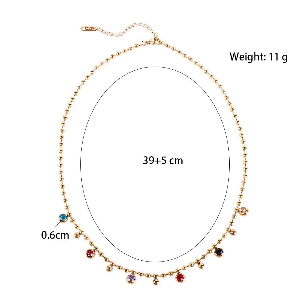 MXBEAUTY Kalung Wanita Warna-Warni Halus Sederhana Rantai Klavikula Stainless Steel Desain Niche Manik Choker Sweater Chain