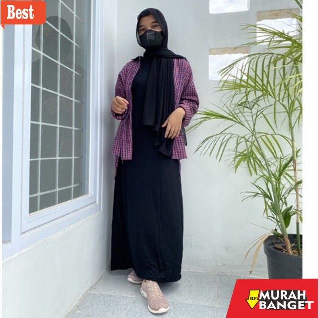 Tren baju lebaran wanita 2023- inner dress panjang bahan kaos tanpa lengan - iner gamis wanita manse