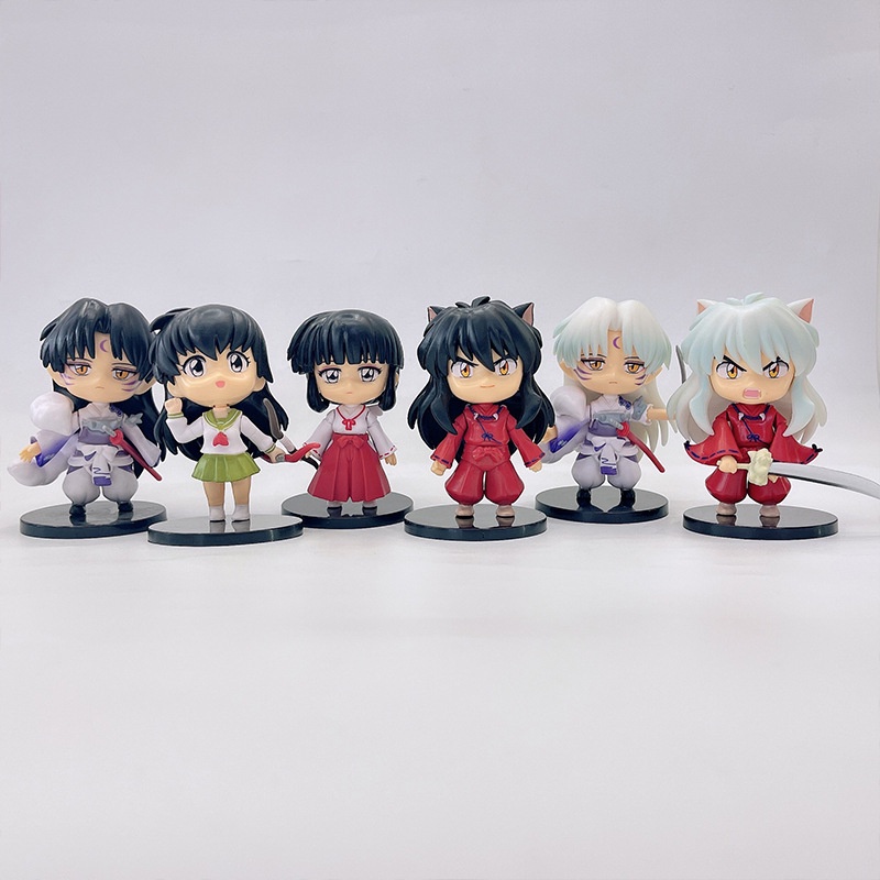 6pcs/set Inuyasha Sesshoumaru Higurashi Kagome Shofo PVC Angka Mainan Mobil Dekorasi Boneka