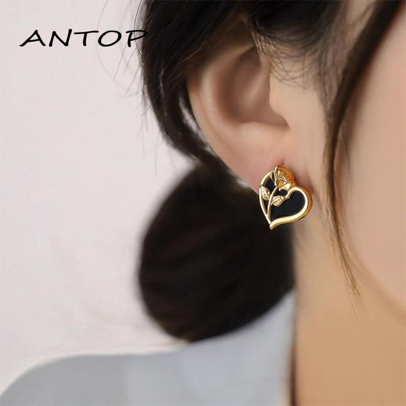 Anting Gaya Perancis Wanita Cinta Bunga Kadar Tinggi S925 Silver Stitch Desain Rasa [Yumna]