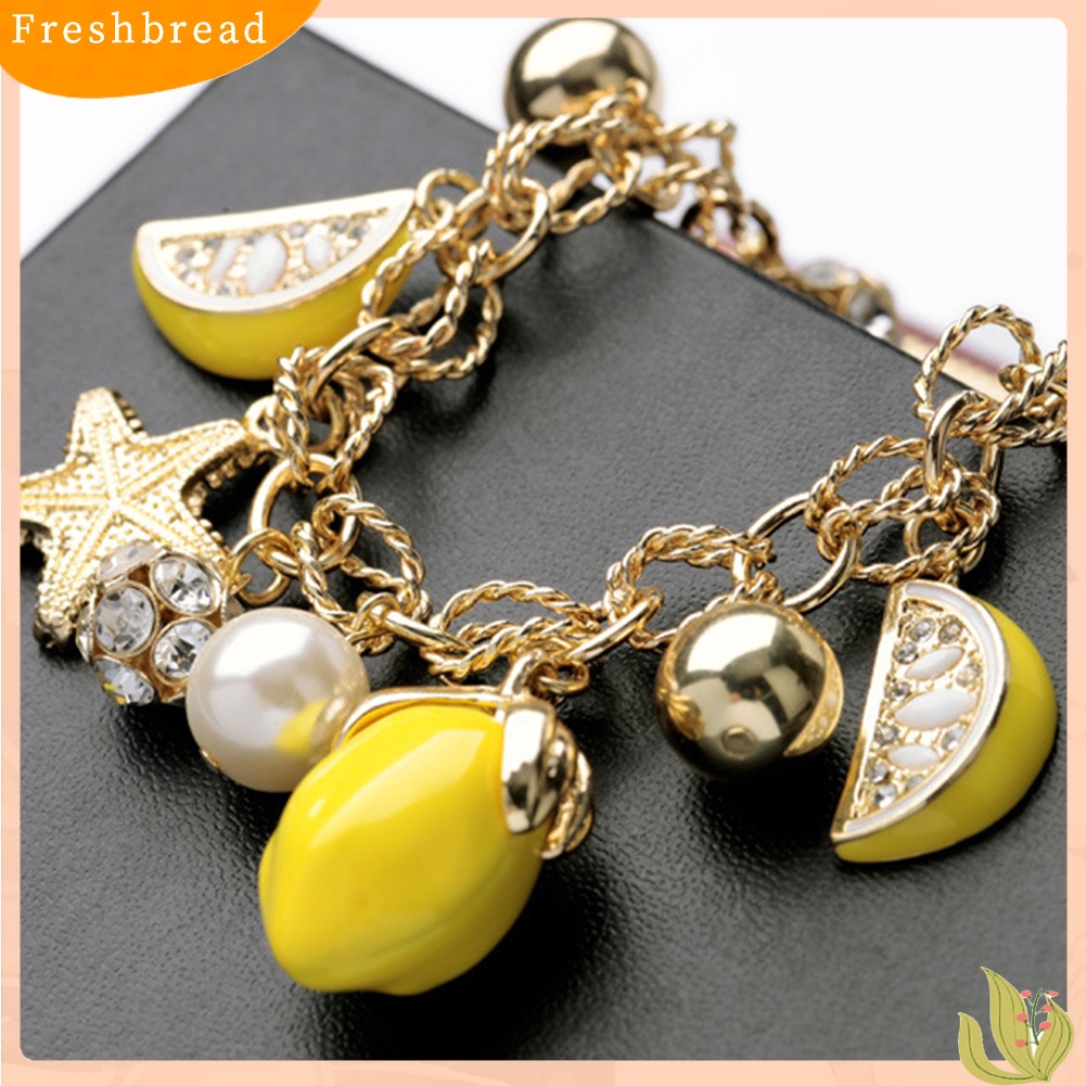 &lt; Freshbread &gt; Kreatif Musim Panas Pantai Wanita Mutiara Imitasi Bintang Laut Lemon Pesona Gelang Bangle