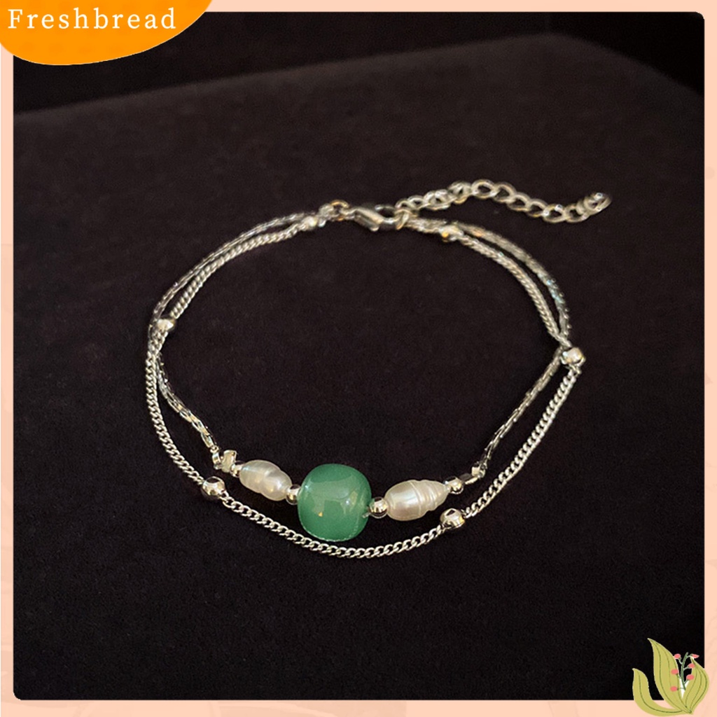 &lt; Freshbread &gt; Wanita Gelang Double-layers Gaya Cina Dainty Retro Faux Chalcedony Ladies Bangle Perhiasan Aksesoris