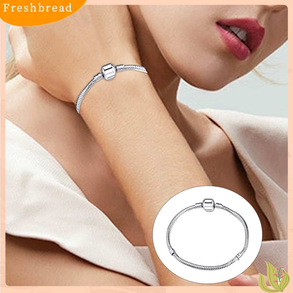 &lt; Freshbread &gt; 3mm Unisex Gelang Manik-Manik Lubang Besar Kilau Cerah Perhiasan Rantai Ular DIY Chic Gelang Untuk Pesta