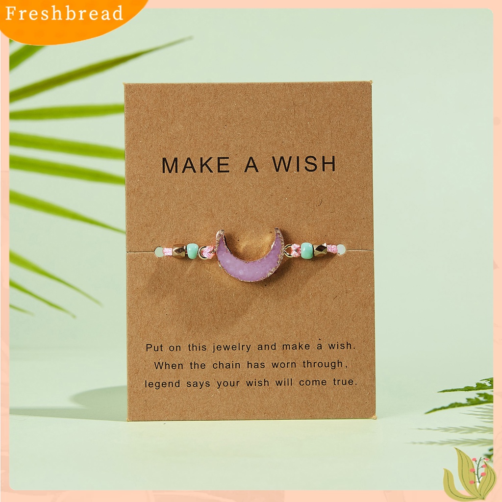 &lt; Freshbread &gt; Gelang Bergaya Ramah Kulit Adjustable Resin Fashion Moon Beaded Bracelet Untuk Wanita