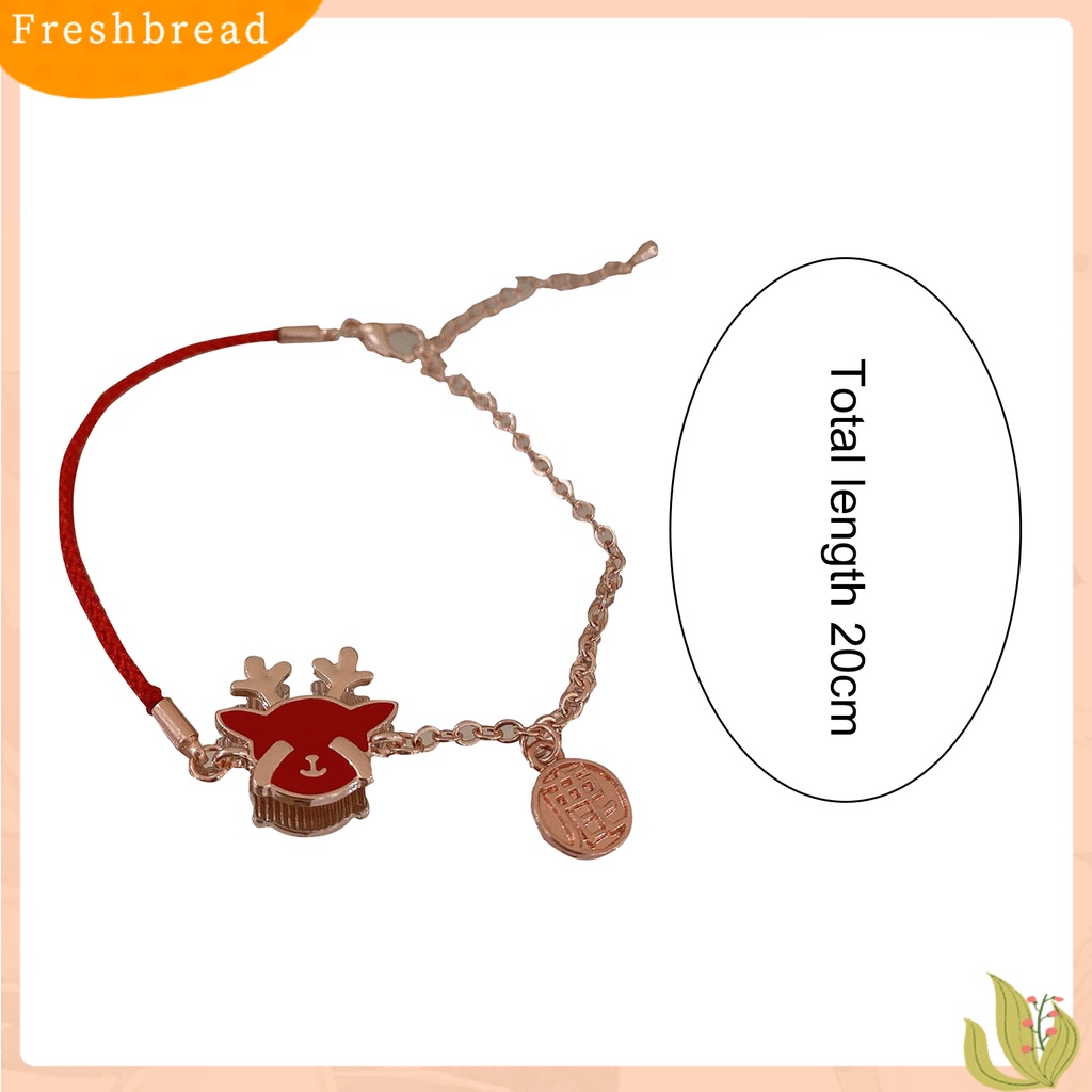 &lt; Freshbread &gt; Braided Bracelet Tali Merah Tidak Berubah Warna Perhiasan Alloy Shio Sapi Maskot Bangle Untuk Tahun Baru