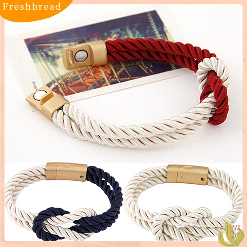 &lt; Freshbread &gt; Gelang Rantai Tali Kepang Wanita Pria Dengan ic Clasp Bow Charm Bangle