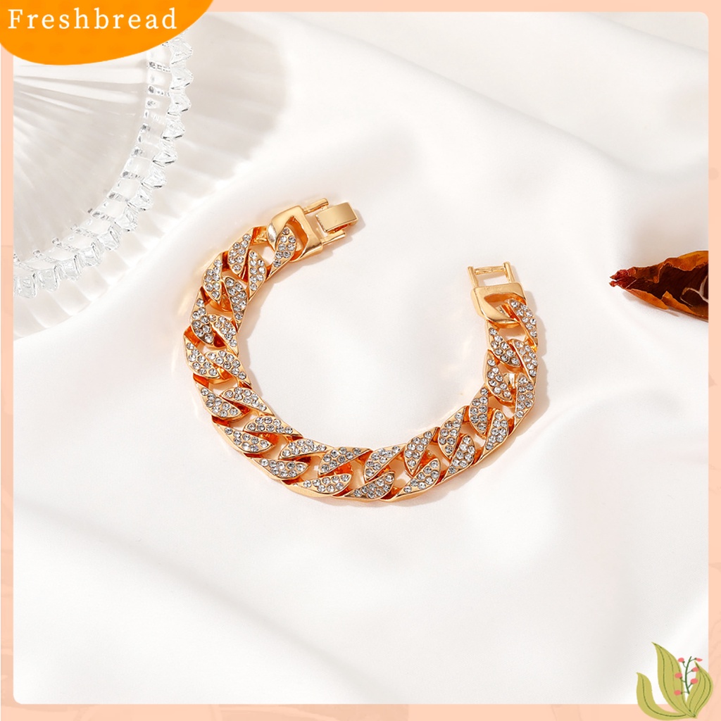 &lt; Freshbread &gt; Fashion Wanita Berlian Imitasi Bertatahkan Kuba Link Rantai Gelang Perhiasan Hadiah