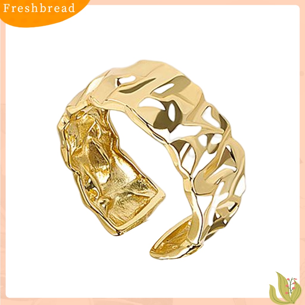 < Freshbread > Cincin Jari Pembukaan Dapat Disesuaikan Gaya Netral Kepribadian Poles Dekorasi Perempuan Cekung-Cekung Tidak Teratur Cincin Lebar Aksesoris Perhiasan