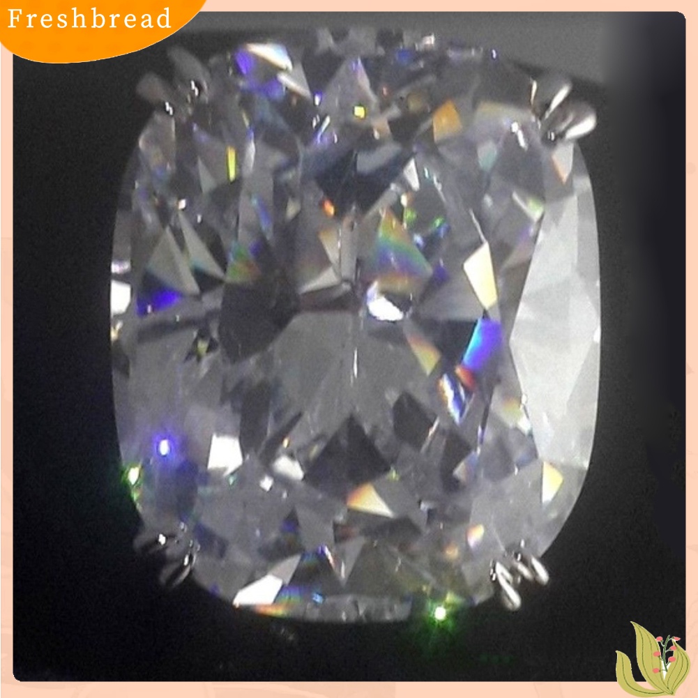 &lt; Freshbread &gt; Cincin Jari Cubic Zirconia Persegi Besar Mewah Wanita Lamaran Pernikahan Perhiasan