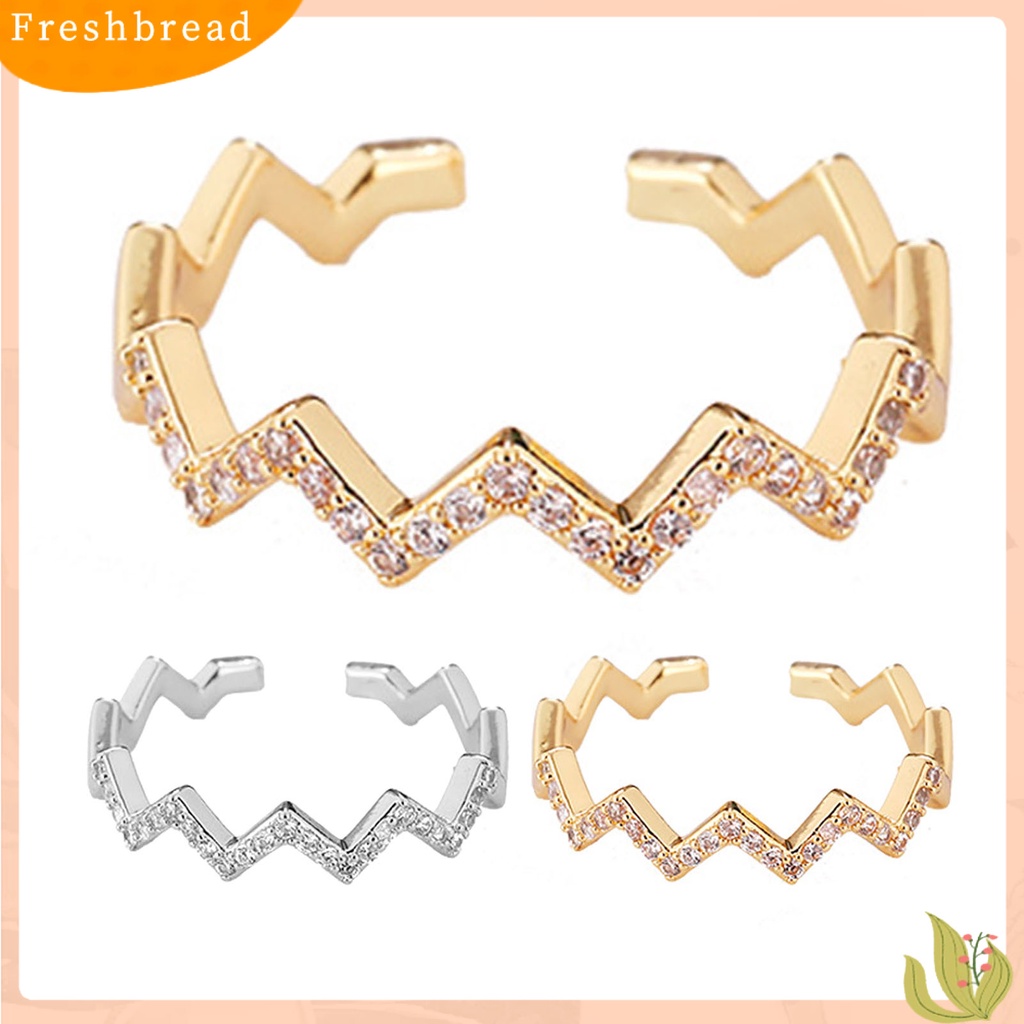 &lt; Freshbread &gt; Cincin Menawan Cincin Jari Bentuk Gelombang Adjustable Bahan Alloy All-match Untuk Harian