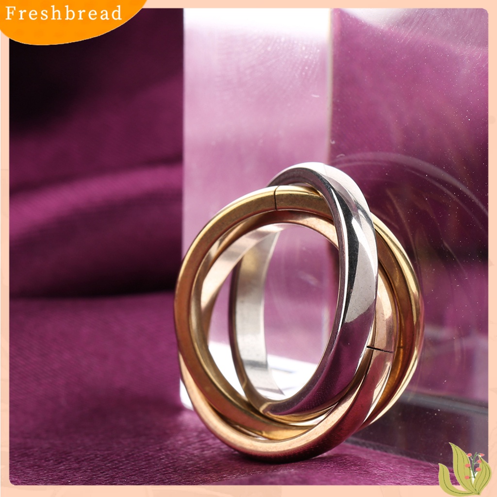 &lt; Freshbread &gt; Fashion Wanita 3band Multilayer Stainless Steel Slim Polos Criss Ring Hadiah
