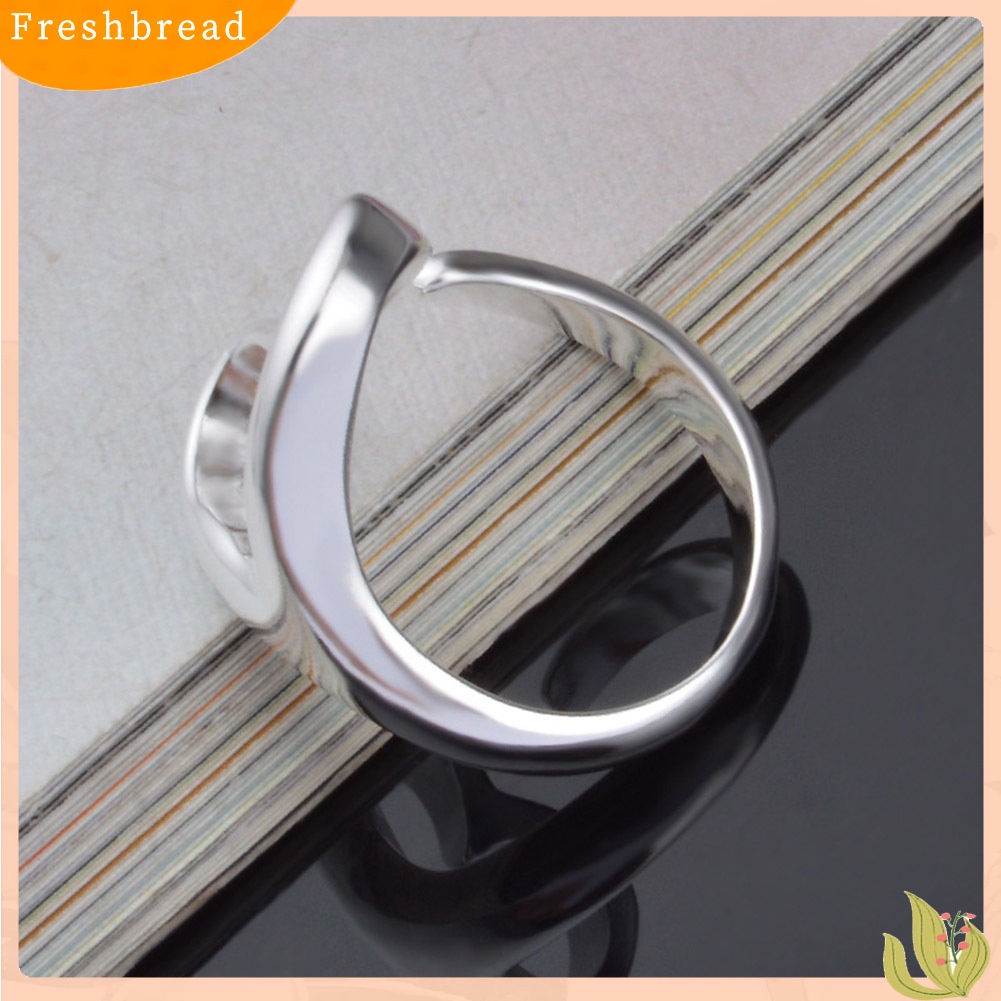 &lt; Freshbread &gt; Wanita Berongga Cinta Hati Terbuka Cincin Fashion Adjustable Perhiasan Pesta Berlapis Perak