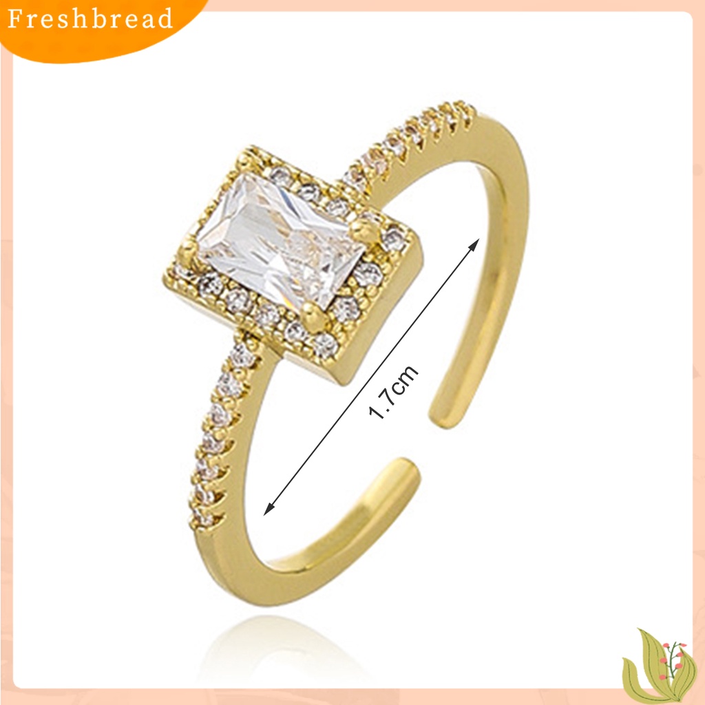 &lt; Freshbread &gt; Wanita Cincin Shiny Mewah Open Mouth Eye-catching Semua Pertandingan Perhiasan Hadiah Bentuk Persegi Berlian Imitasi Bertatahkan Wanita Ladies Finger Ring Untuk Pakaian Sehari-Hari