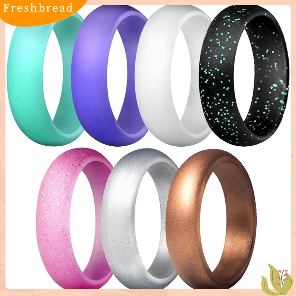 &lt; Freshbread &gt; 7Pcs/Set Multi Color Fashion Cincin Jari Silikon Pasangan Kekasih Perhiasan Hadiah