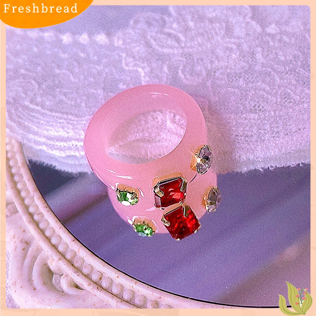 &lt; Freshbread &gt; 1set Cincin Simple Ramah Kulit Tidak Lecet Akrilik Semua Cocok Berlian Imitasi Cincin Jari Untuk Pakaian Sehari-Hari