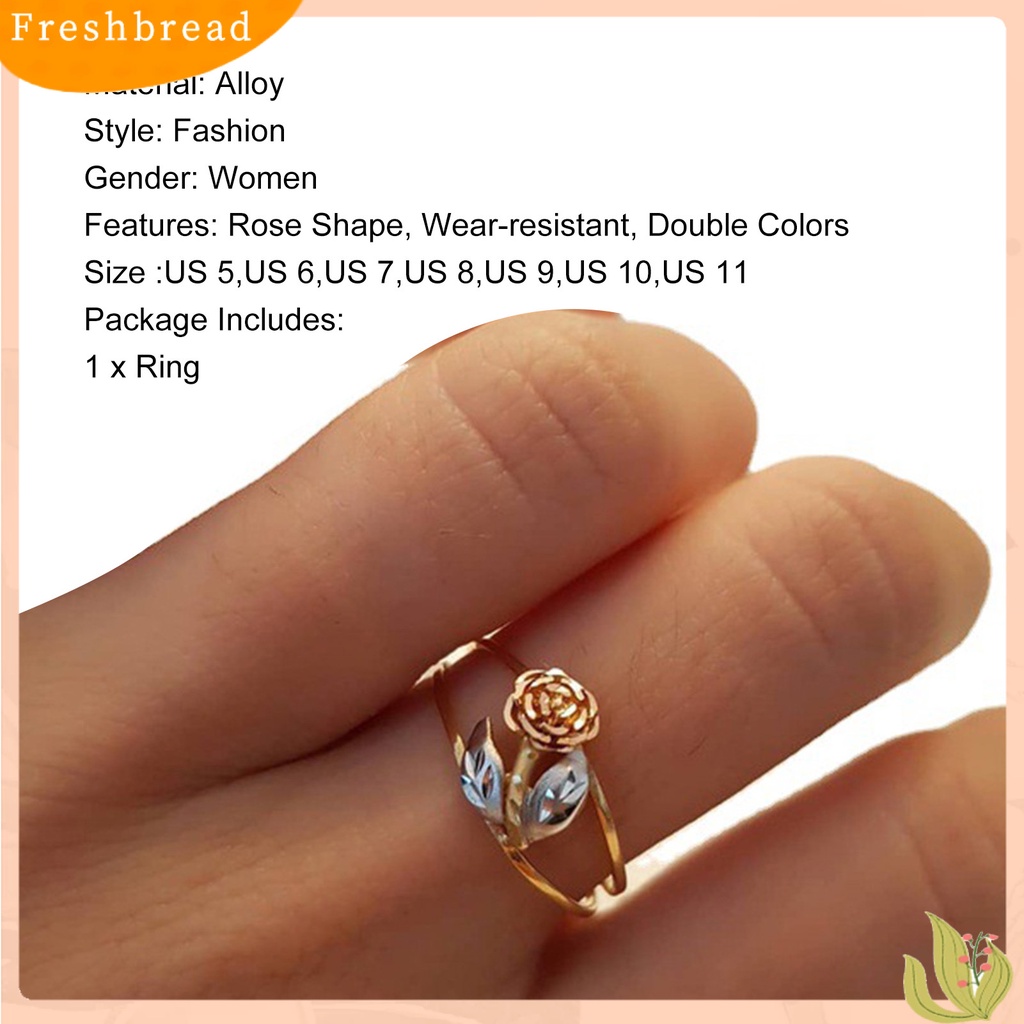 &lt; Freshbread &gt; Wanita Cincin Mawar Ganda Warna Perhiasan Electroplating Bunga Chic Cincin Hadiah Ulang Tahun