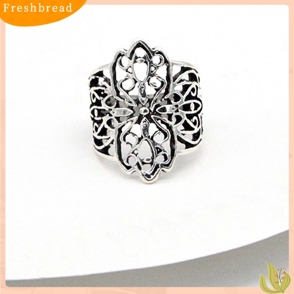 &lt; Freshbread &gt; 4Pcs/Set Cincin Unisex Lebar Gaya Etnik Alloy Hollow Pola Ukir Knuckle Rings Aksesoris Perhiasan