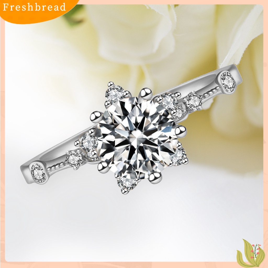 &lt; Freshbread &gt; Wanita Zirkon Bersinar Snowflake Open-end Ring Retro Circlet Perhiasan Pasangan Hadiah