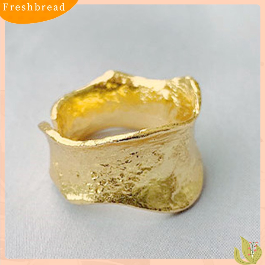 &lt; Freshbread &gt; Openging Adjustable Women Ring Alloy Permukaan Kasar Lebar Klasik Cincin Perhiasan Accessaries