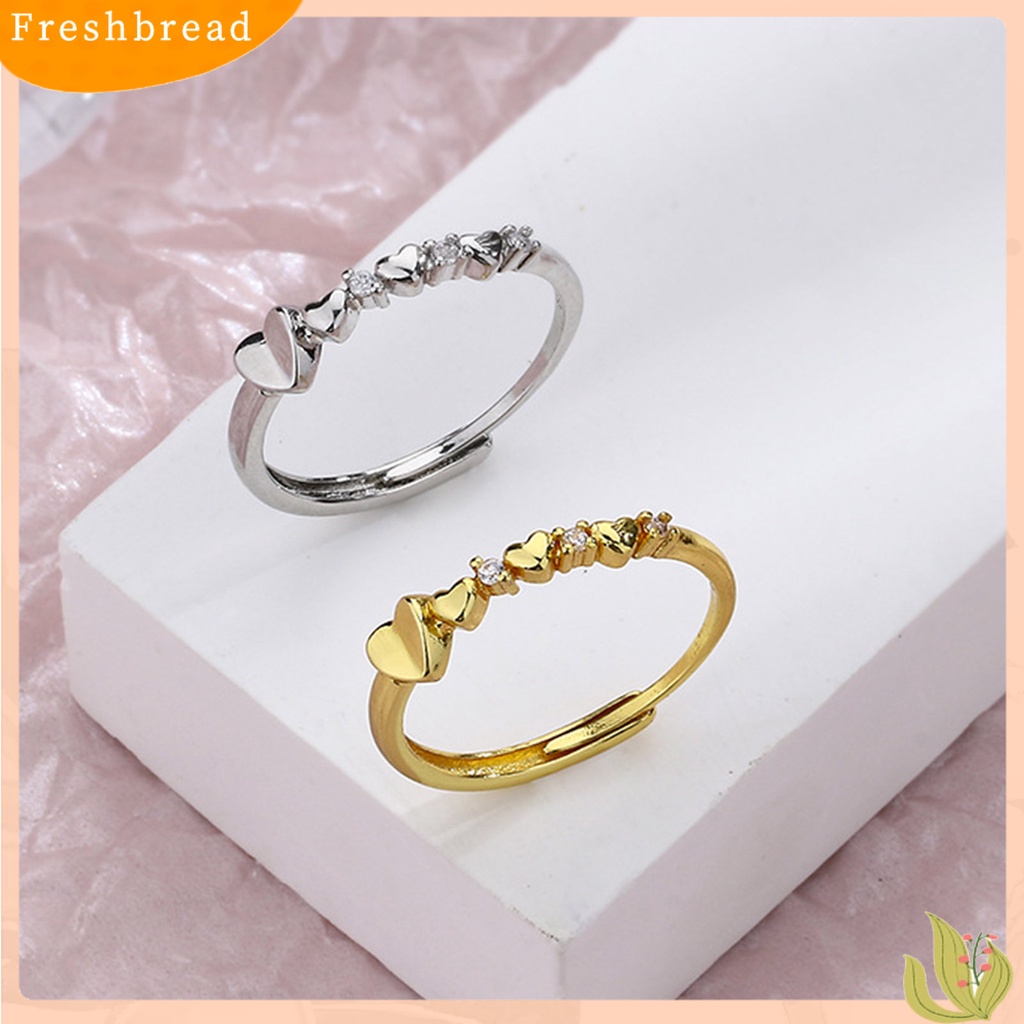 &lt; Freshbread &gt; Wanita Cincin Desain Pembukaan Yang Dapat Disesuaikan Berlian Imitasi Mengkilap Hias Geometris Cinta Hati Jari Cincin Pernikahan Band Perhiasan Hadiah Untuk Hari Kasih Sayang