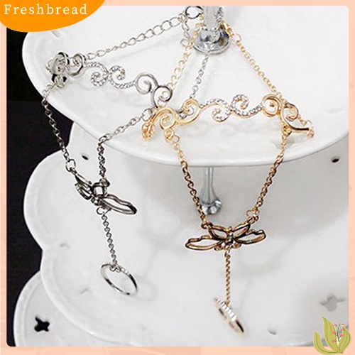 &lt; Freshbread &gt; Wanita Berongga Kupu-Kupu Link Mewah Rantai Jari Cincin Gelang Fashion Perhiasan