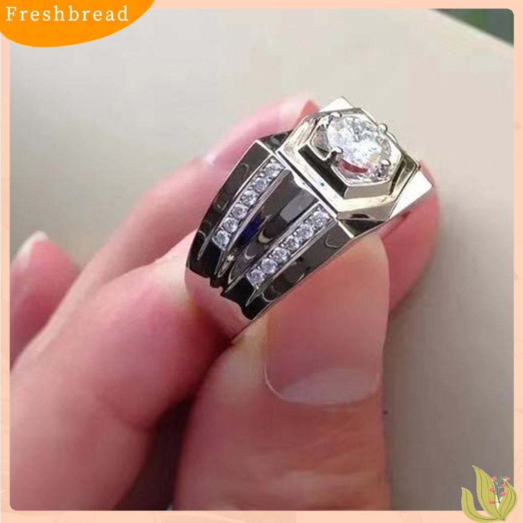 &lt; Freshbread &gt; Cincin Mewah Tidak Luntur Berlian Imitasi Bertatahkan Berlian Imitasi Perhiasan Cincin Jari Untuk Pernikahan