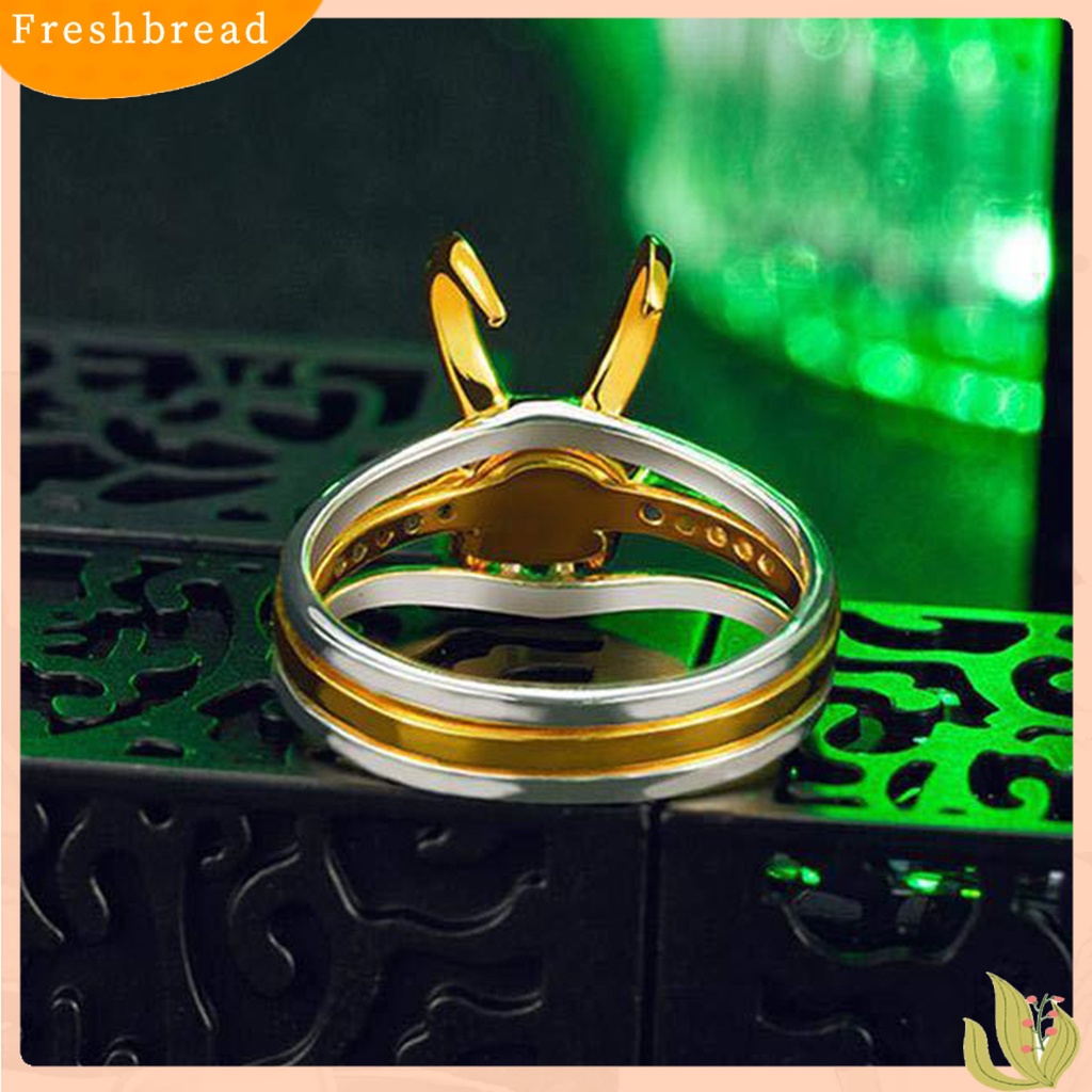 &lt; Freshbread &gt; 3Pcs/Set 3in1 Bentuk Helm Unisex Cincin Tanduk Yang Dapat Dilepas Hijau Cubic Zirconia Jari Cincin Perhiasan Aksesori