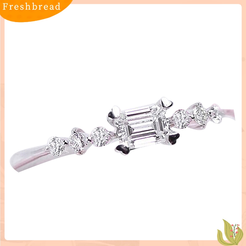 < Freshbread > Pernikahan Pengantin Pertunangan Persegi Panjang Berlian Imitasi Slim Jari Cincin Perhiasan Hadiah