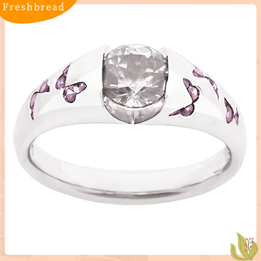 < Freshbread > Cincin Motif Kupu-Kupu Aksesoris Perhiasan Alloy Cubic Zirconia Finger Band Untuk Wanita